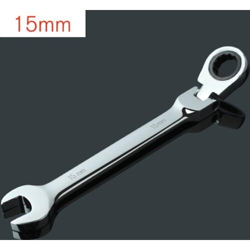 1pcs 15mm Flexible Spanners with Key Ratchet Set Woodworking Carpenter Power for Car Adjustable Torque Ratchet Wrench Tool Set