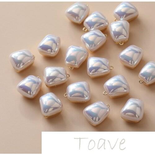 14K gold-plated copper plated real gold imitation horseshoe shell square pendant diy earrings hand-made material accessories