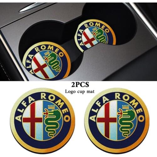 2pcs Car Coaster Decoration Accessories Water Cup Coaster For Alfa Romeo Mito 159 147 156 Giulietta 166 GT 4C TZ3 Sportiva 7CM