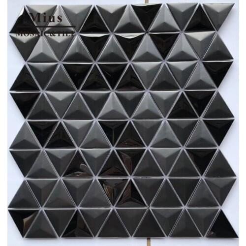 3D black stainless steel mosaic kitchen tile