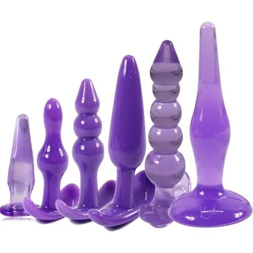 6pcs Silicone Anal Plug Beads Jelly Toys Skin Feeling Dildo Adult Sex Toys for Men Butt Plug Sex Products Sex Toys for Women