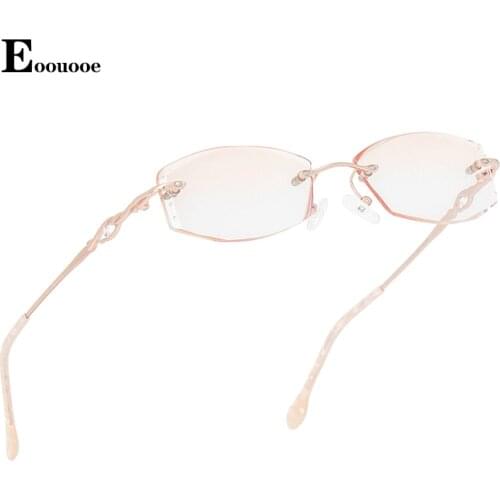 Diamond Cut Lens Eyeglasses Luxurious Titanium Women Glasses Frame Progressive Brown Lens Trimmed OpticosRimmed Gafas