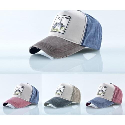 Unisex Outdoor Sports/Travel Cotton Adjustable Sunhat All-match Couple Hats Animal Panda Embroidered Baseball Cap Hip-Hop Cap