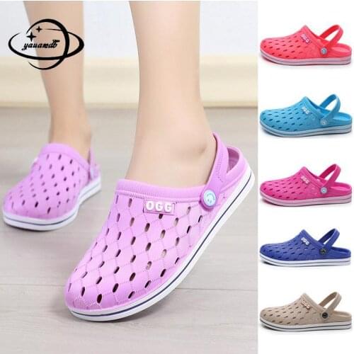 36-41 Womens Mules & Clogs Summer Female Sandals Slip-On Solid Color Indoor Light Beach Slippers Ladies Garden Shoes Hy12