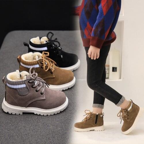 Children Casual Shoes Martin Boots Autumn Winter Boys Shoes Fashion Leather Soft Anti Slip Girls Boots 21-30 Sport Running Shoes