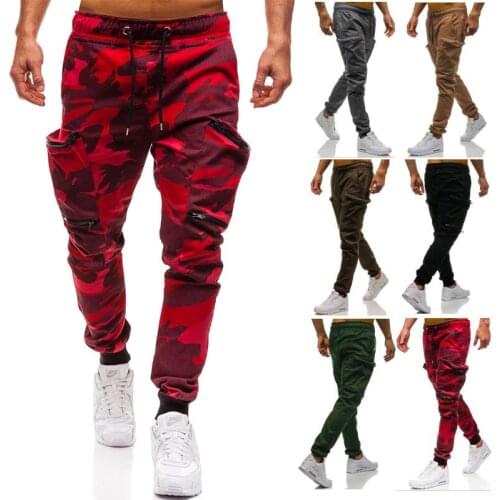 Wholesale 2019 spring autumn camouflage multi-pocket slacks elastic waistband casual pants Korean men joggers run harem pants