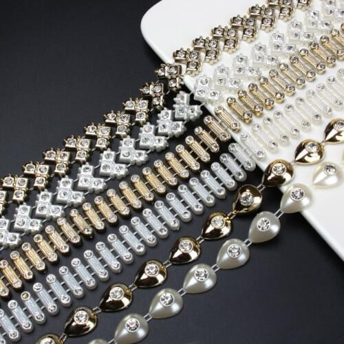 Crystal Chain Sew-On Rhinestones Tape Single Row Rhinestone Decorations Plastic Gold Yard Crystal Diy Accessories For Sewing