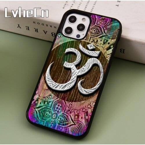 LvheCn Aum om Namaste symbol floral zen yoga Phone Case Cover For iPhone 5 SE 2020 6s 7 8 Plus 11 12 mini Pro X XR XS Max coque