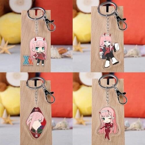 DARLING In The FRANXX 02 ZERO TWO Keychain Cosplay Prop Halloween Anime Acrylic Keyring Key Ring Pendant Gift