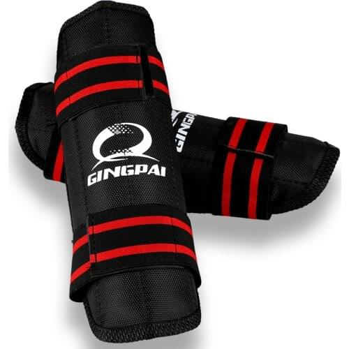 GINGPAI New Oxford Bu Sanda Leggings Men and Women MMA Shin Guard Professional Taekwondo Karate Leggings Sanda Black Red