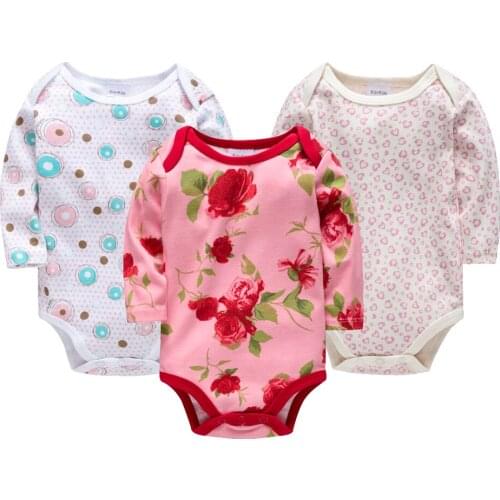 Kavkas 3pcs/Set Thick Cotton Baby Rompers Winter Long Sleeve Baby Girl Infant Jumpsuit Newborn Baby Girls Clothes Infantil