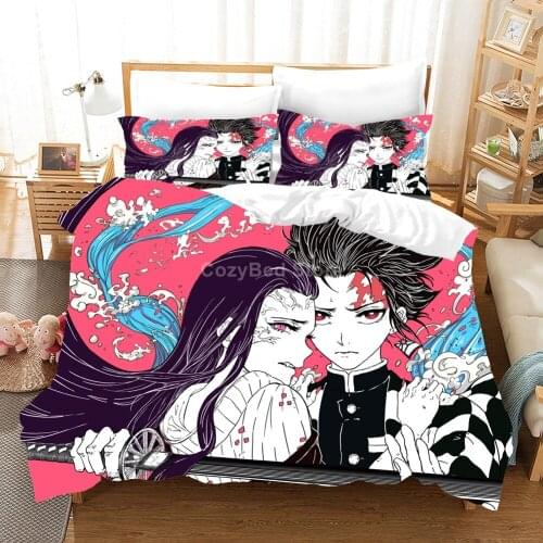 Anime Demon Slayer Bedding Set Cartoon Duvet Cover Sets Comforter Bed Linen Twin Queen King Single Size 3d Kids Girl Boys Luxury