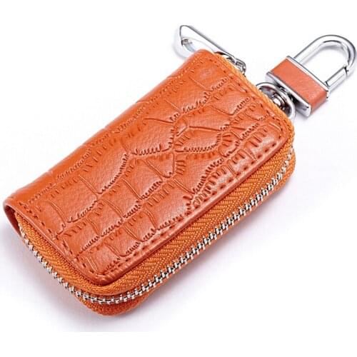Hot sale Genuine leather Crocodile pattern Car key holder Key Pouch Bag Portable housekeeper Wallets purse for female