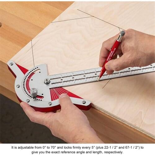 Woodworkers Edge Rule Protractor Round Head Rotary Scriber Gauge 1MM Accuracy Measurement Angle Rule Tools Woodworking Ruler