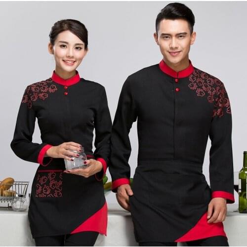 Long Sleeve Man Chef Jacket Black Food Uniform Restaurant Clothing Jacket Cafe Hotel Hotpot Waitress Uniform Work Outfit 89