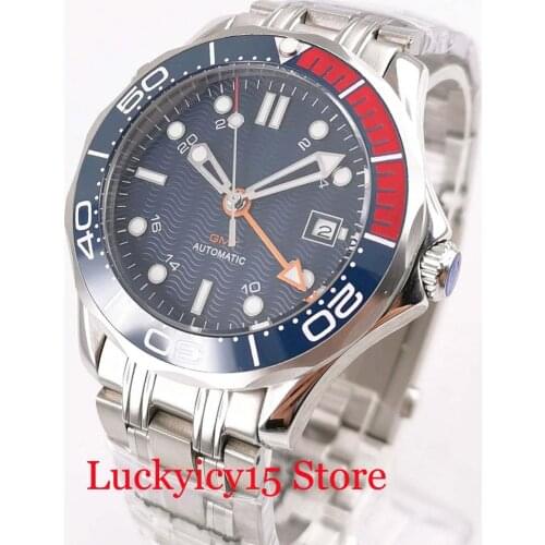 Self Winding Mens Watch Sapphire Glass Rotating Bezel Sterile Dial Auto Date 41mm Wristwatch Auto Movement