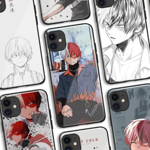 Shoto Todoroki Outline BNHA Anime for iPhone SE 6s 7 8 Plus X XR XS 11 12 Pro Max Soft Silicone Glass Phone Case Cover Shell