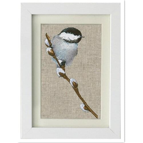 Little bird on branch cross stitch kit people design cotton silk thread 18ct 14ct 11ct linen flaxen canvas embroidery needlework