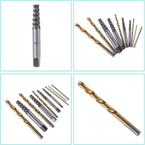 10pcs/Lot Screw Extractor Cobalt Left Hand Drill Bit Set Broken Bolt Damaged Set