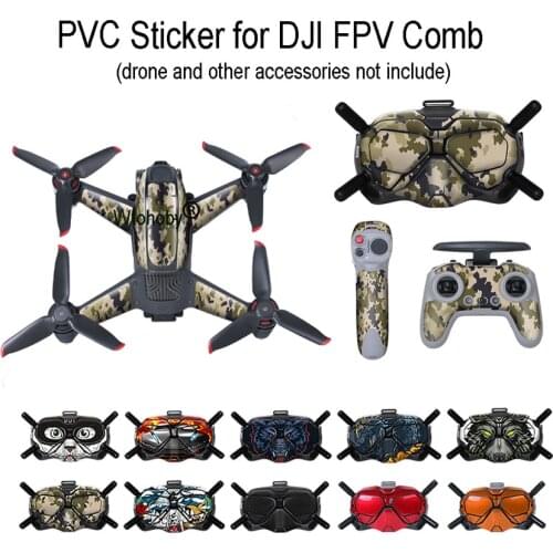 Anti-cratch DJI FPV Skin Decals PVC Sticker Drone Decorative Stickers for DJI FPV Comb Goggles V2 Remote Controller Accessories