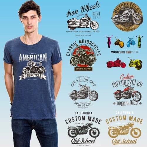 Motorcycles Stickers on fabric Cheap Patches for clothing Garment Accessories Washable Letter Stickers diy craft