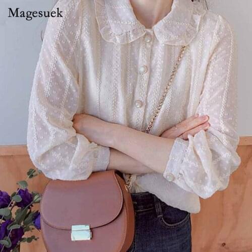 Solid White Tops Fairy Office Lady Clothies Spring Chiffon Blouse Women 2021 Autumn Spring Long Sleeve Women Shirt Blusas Button