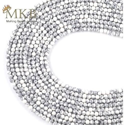 3mm Wholesale White Turquoises Stone Round Beads Space Loose Beads For Jewelry Making Diy Bracelet Necklace Jewellery Strand 15