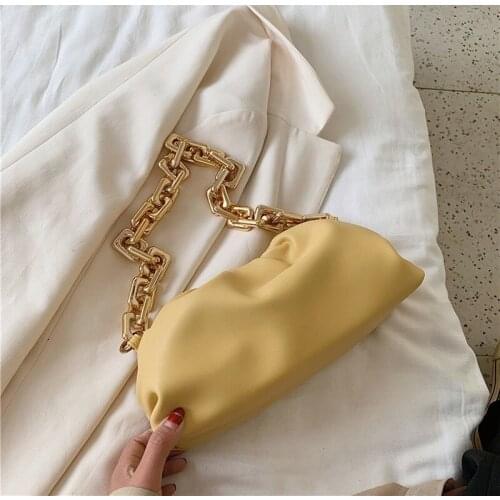 Day clutch thick gold chains dumpling Clip purse bag women cloud Underarm shoulder bag pleated Baguette pouch totes handbag