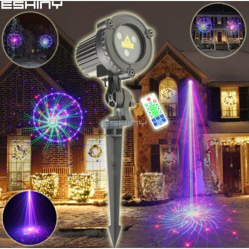 ESHINY Outdoor IP65 RGB Laser Garden Landscape Light Moving 72 Patterns Projector Remote Xmas Party House Wall Tree B210N6