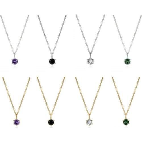Simple Crystal Zircon Ins Chain Necklace For Women 925 Sterling Silver Jewelry Charming Pendant Chain 18K Choker Bijoux Collar