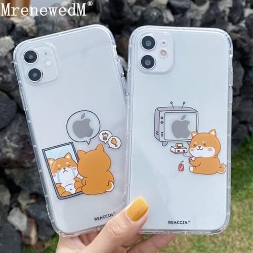 Cute Cartoon Animal Transparent Phone Case For iPhone 12 11 Pro X XR XS Max 12 Mini 7 8 Plus SE2 Creative Pattern Silicone Cover