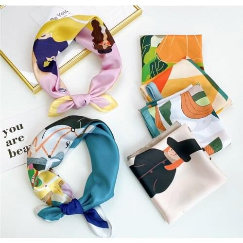 Silk Stain Square Scarf Head Neck Hair Tie Band Print Neckerchief Small Silk Scarves Colorful Headscarf DIY Hair Scarf Headband