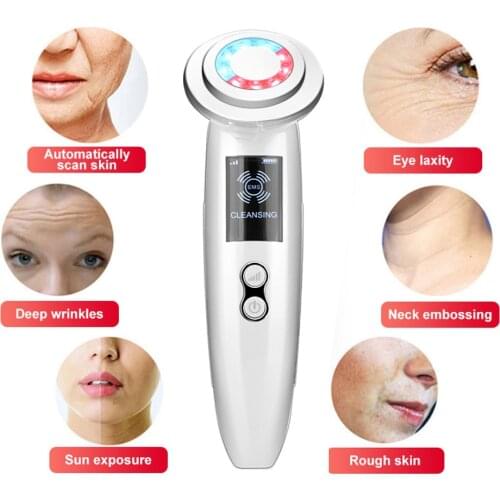 LED Light Therapy Face Sonic Vibration Facial Lifting EMS Facial Massager Wrinkle Removal Skin Tightening Skin Care Beauty