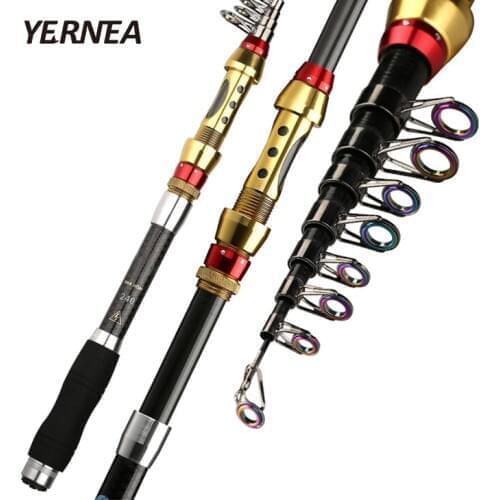 Yernea 99% Carbon Short Sea Fishing Rods Fiber Telescopic Fishing Rod 1.8-3.6M Spinning Telescopic Fishing Tackle Spinning Rod