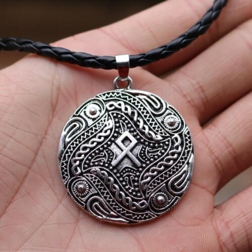 Viking Slavic Talisman Pendants Necklace Viking Rune Othala Pendant Necklace Amulet Talisman Gothic Jewlery Collier DropShipping