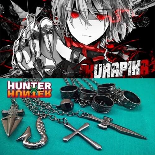 High QUALITY Cartoon Hunter X Hunter Kurapika Cosplay Costume Prop Metal Ring Accessories Alloy Fashion Pendant Chain Figerrings