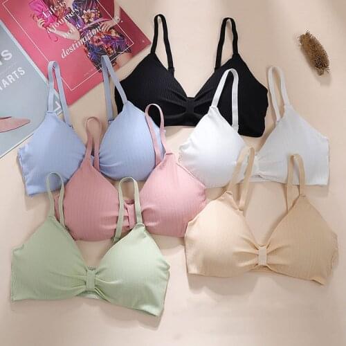 Women Camisole Vest Gathered Breast Wrapped Girls Developmental Students Tube Top Underwear Ladies Yoga Sports Bras Bralette H69