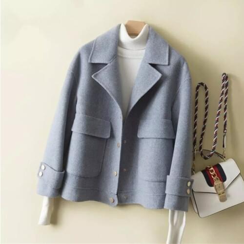 100% Wool Coats Double Sided Cashmere Overcoat Women 2021 New Spring Autumn Short Woollen Fabric Korean Popular Jacket Outerwear