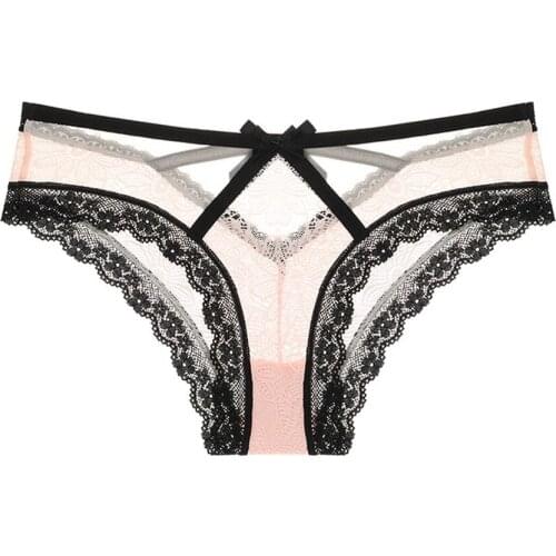 Women Sexy Lace Lingerie Low Waist Briefs Female Panties Breathable Underwear Comfortable Ultra-Thin Underpants French Romantic