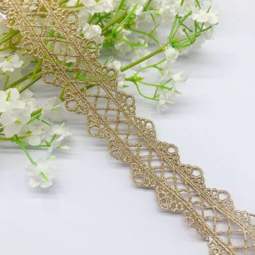 19-29Yds/Lot 3.3cm sewn gold lace trim braid lace DIY garment accessories macrame embroidery lace
