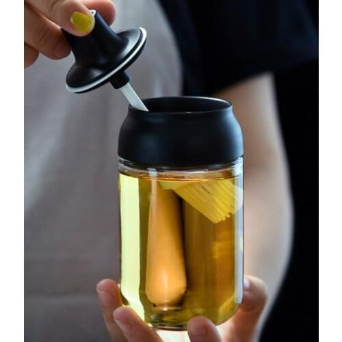 250ml Glass Seasoning Jar Kitchen Seasoning Set Bottle With Spoon Seasoning Jar Household Oil Brush Honey Food Storage Container