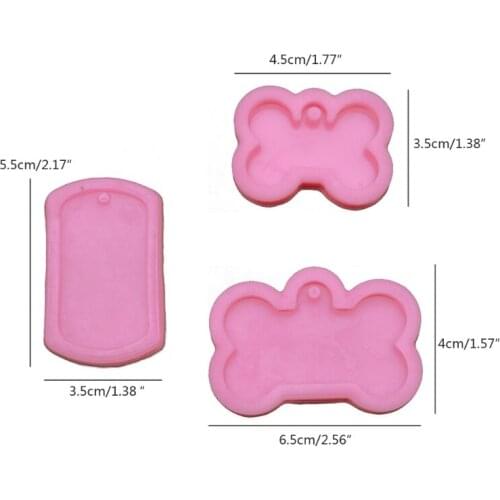 3Pcs Dog Tags Pendant Resin Casting Mold Kit Silicone Military Bone Shape Tag Pendant Keychain Mold Jewelry Making Tools