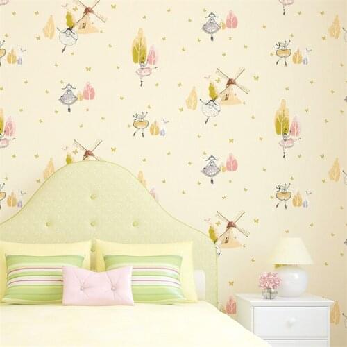 Beibehang Childrens room princess pink blue wallpaper roll 3d Wall paper Cartoon childrens room papel de parede 3d wallpaper