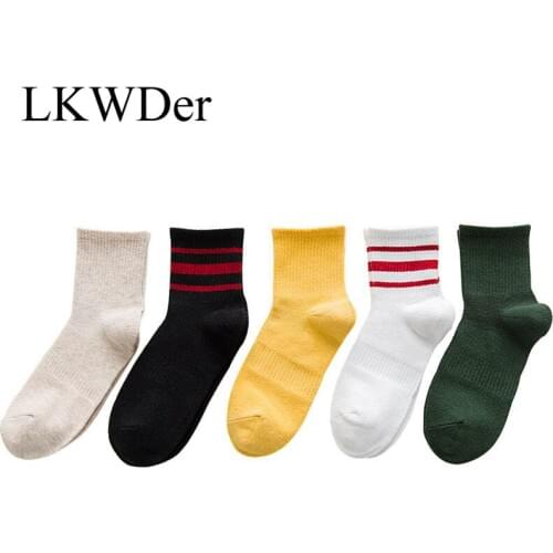 LKWDer 5pairs Women College Wind Striped Boat Socks Womens Casual Cute Art Socks Ladies Female Girls Sock Meias Calcetines Mujer
