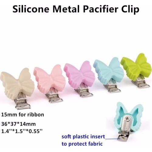 50PCS BPA Free Butterfly Silicone Baby Pacifier Dummy Teether Chain Holder Clips Soother Nursing Jewelry Accessories