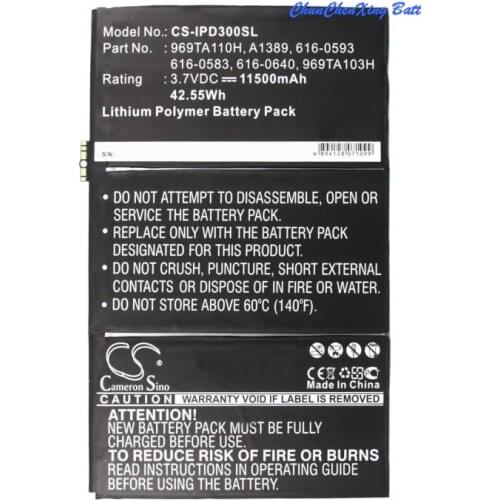 Cameron Sino 11500mAh Battery 616-0593,A1389 for Apple A1389,i-Pad 3, i-Pad 3 16GB Wi-Fi, i-Pad 3 3G