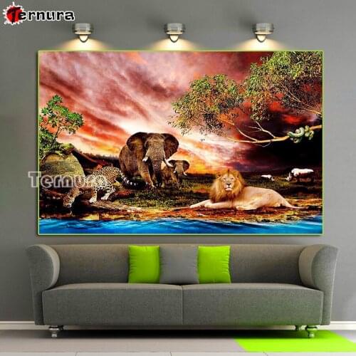 Art 5D DIY Diamond Painting Understand the lion leopard elephant snake Rhinestone Diamant Embroidery Mosaic Kits Home decor