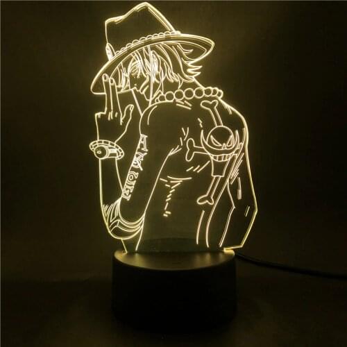 Anime Figure One Piece Portgas D Ace 3d Illusion Light Bedroom Led Night Light for Child Kids Cool USB LED Table Desk Lamp Toys