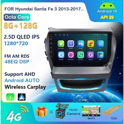 Android 10 6G+128G Car Radio Multimedia Player For Hyundai Santa Fe 3 Grand 2012-2017 2 din RDS GPS Navigaion Split Screen