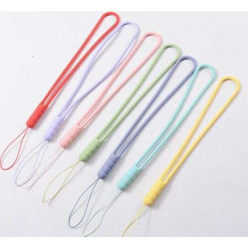 Colorful 100pcs Fashion silicone lanyard Straps Mobile phone key chains lanyards strap Accessory gift lanyards for All phone MP3